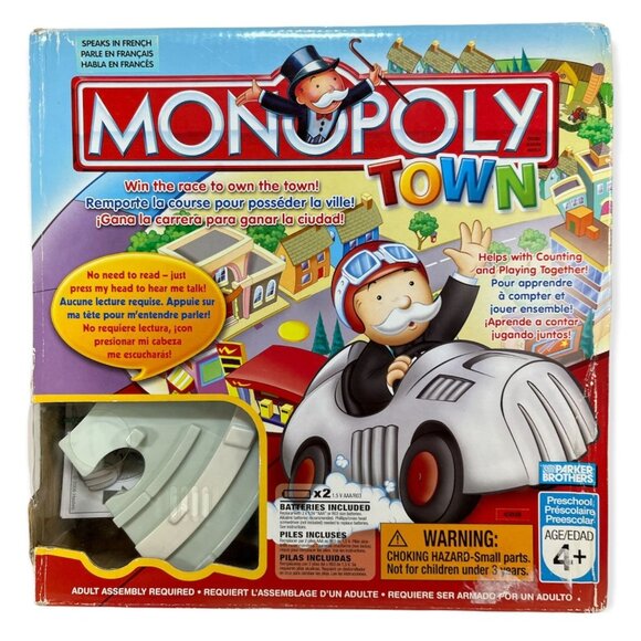 Monopoly Town Board Game Ages 4+ French Edition With Colorful Building Blocks - Picture 2 of 6